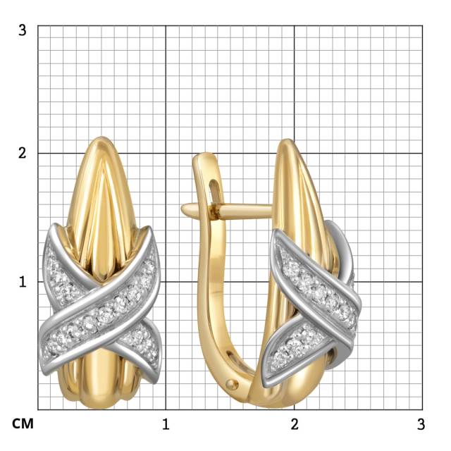 Серьги из комбинированного золота с бриллиантами (025758)