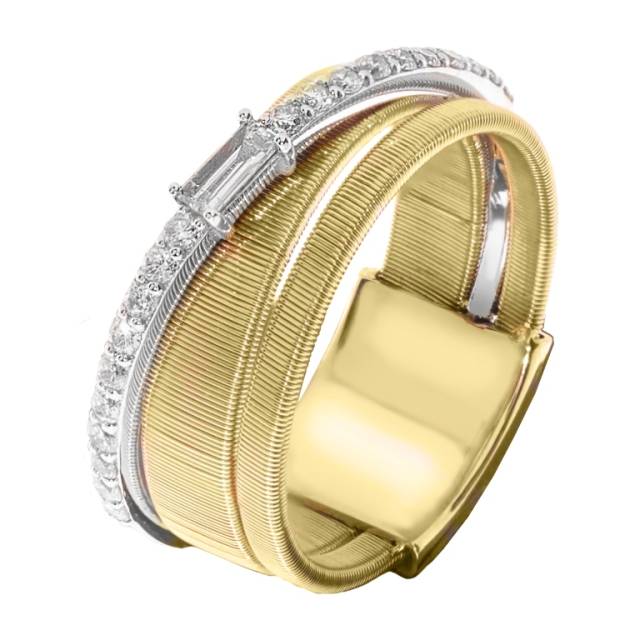 Кольцо из комбинированного золота с бриллиантами (050727)