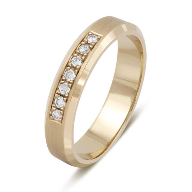 Обручальное кольцо из матового белого золота (не родированное) с бриллиантами (041375)