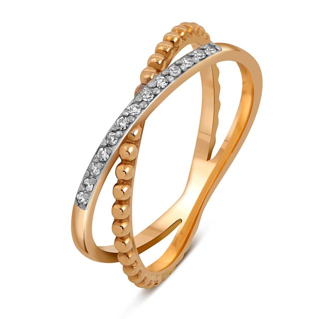 Кольцо из красного золота с бриллиантами (048511)