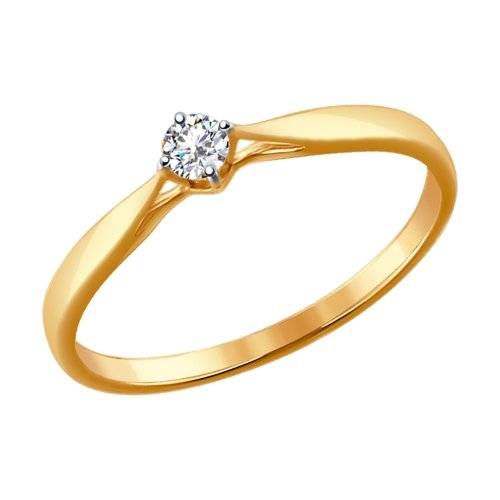 Помолвочное кольцо из красного золота с бриллиантом (029553)