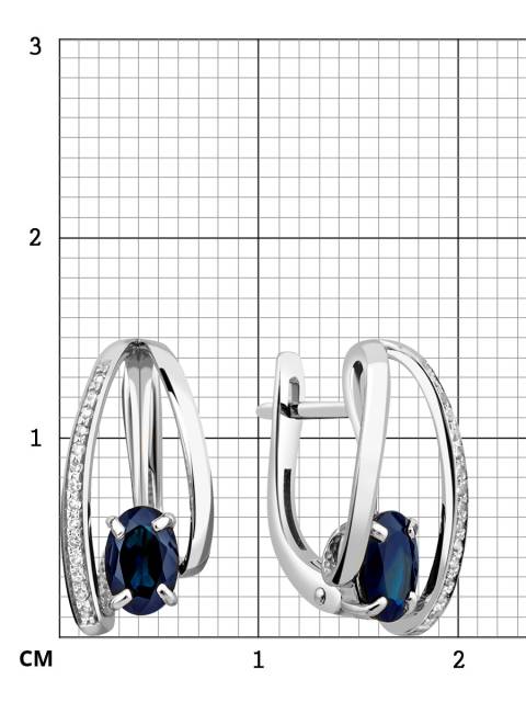Серьги из белого золота с бриллиантами и сапфирами (024072)