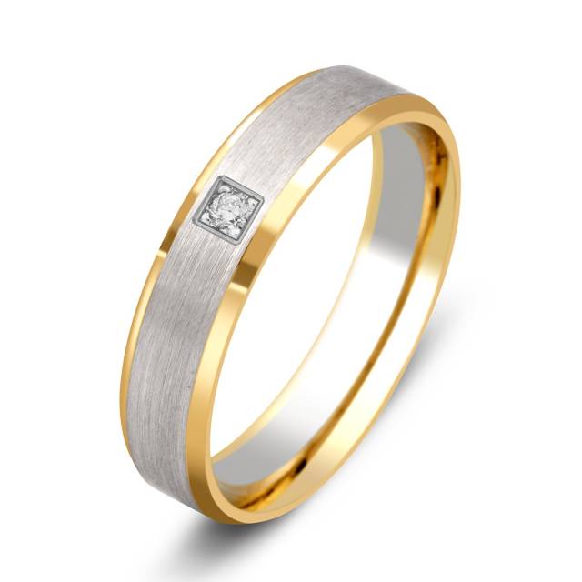 Обручальное кольцо из комбинированного золота с бриллиантом (049488)