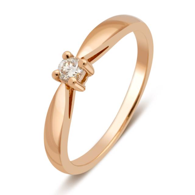 Помолвочное кольцо из красного золота с бриллиантом (029102)