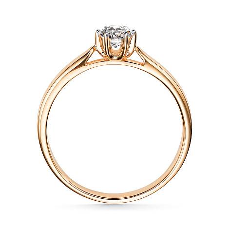 Помолвочное кольцо из красного золота с бриллиантом (053695)
