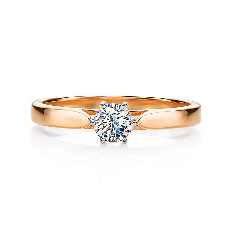 Помолвочное кольцо из красного золота с бриллиантом (053695)