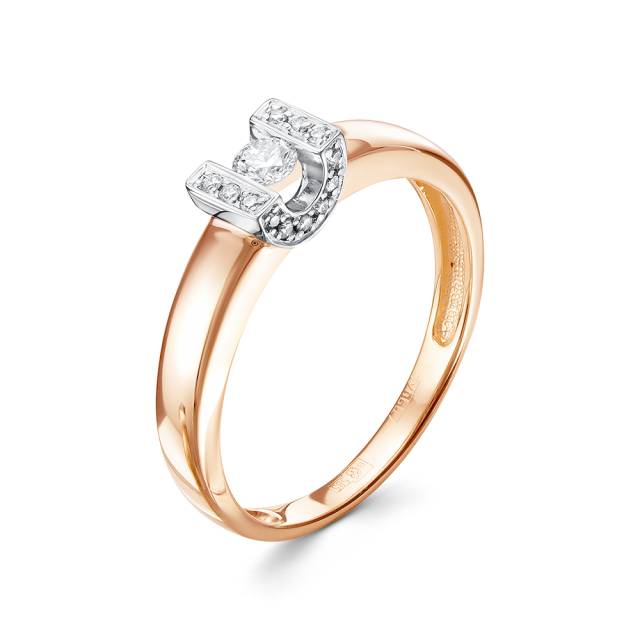 Помолвочное кольцо из комбинированного золота с бриллиантами (043053)