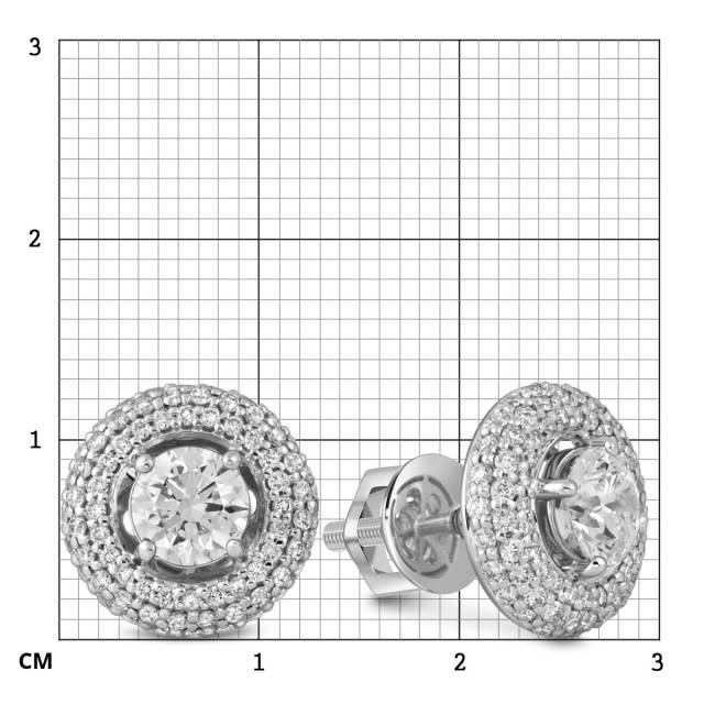 Серьги пусеты из белого золота с бриллиантами (051724)