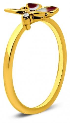 Кольцо из жёлтого золота с бриллиантом и эмалью 14.75