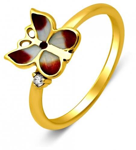 Кольцо из жёлтого золота с бриллиантом и эмалью 14.75