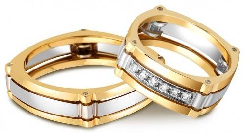 Обручальное кольцо из комбинированного золота с бриллиантами 16.5