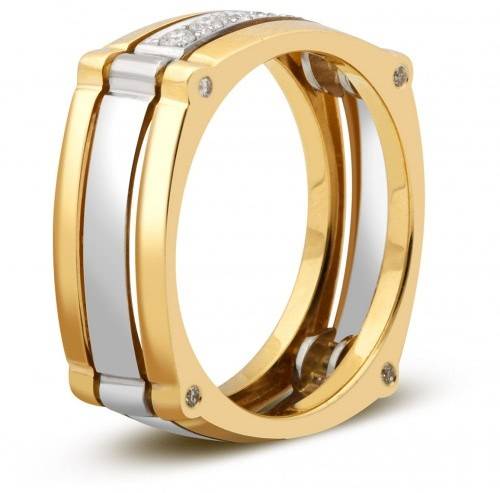 Обручальное кольцо из комбинированного золота с бриллиантами 16.5