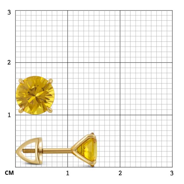 Серьги пусеты из белого золота с жёлтыми сапфирами (047971)