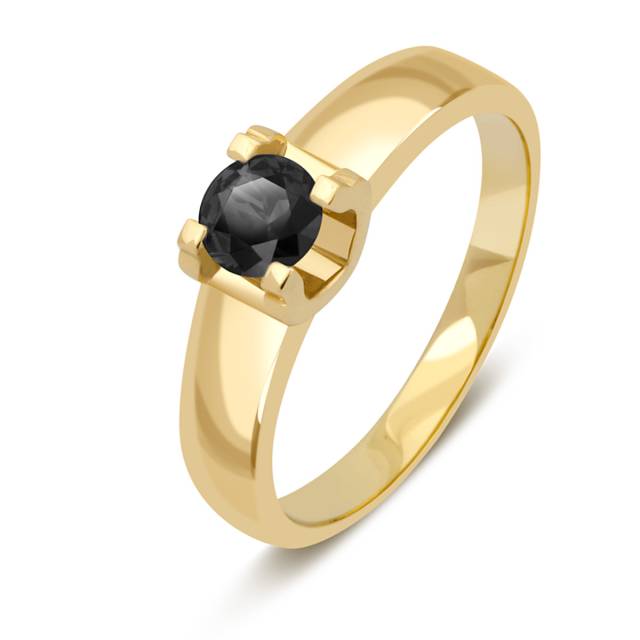 Помолвочное кольцо из жёлтого золота с чёрным бриллиантом (048315)