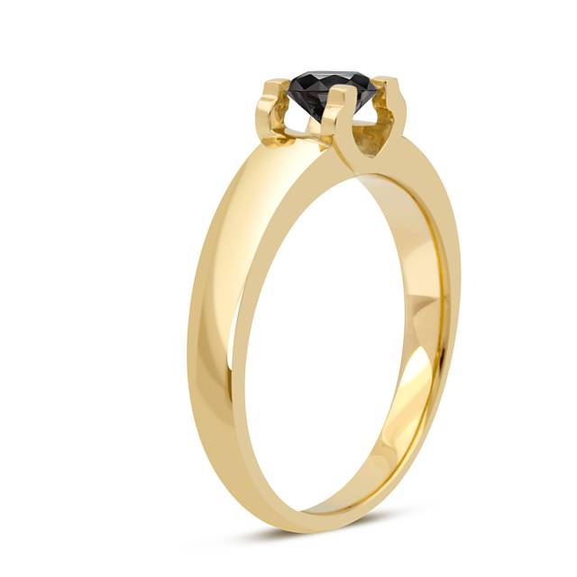 Помолвочное кольцо из жёлтого золота с чёрным бриллиантом (048315)