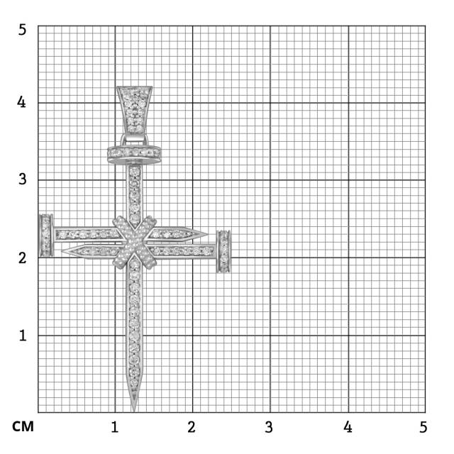 Кулон крест из белого золота с бриллиантами (055524)