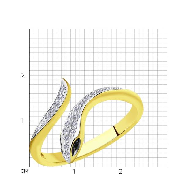 Кольцо из жёлтого золота с бриллиантами  (048718)