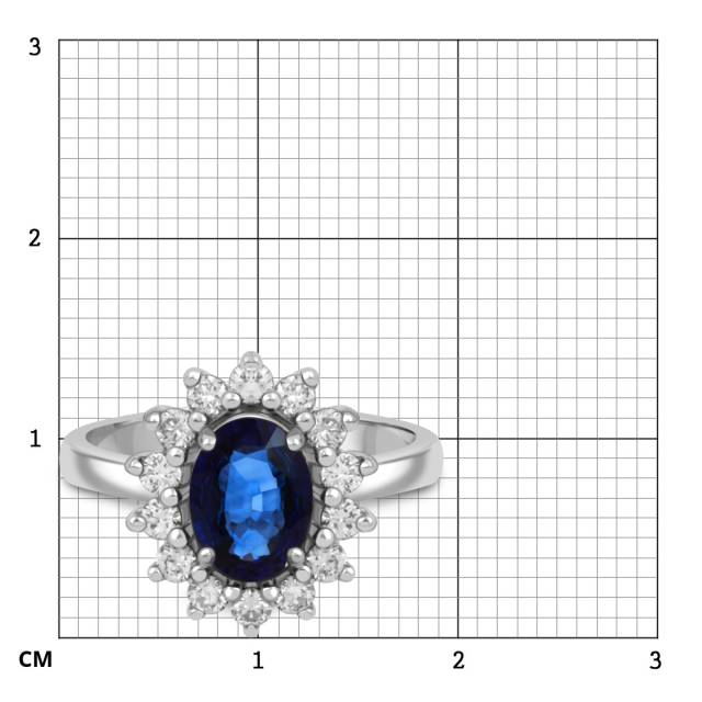 Кольцо из белого золота с бриллиантами и сапфиром (050785)