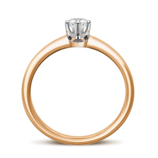 Помолвочное кольцо из комбинированного золота с бриллиантом (039556)