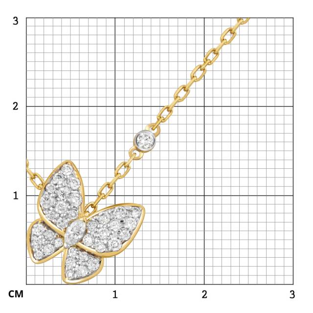 Колье из жёлтого золота с бриллиантами "Бабочка" (059444)