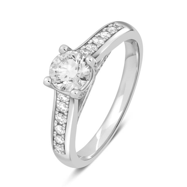 Помолвочное кольцо из белого золота с бриллиантами (044349)