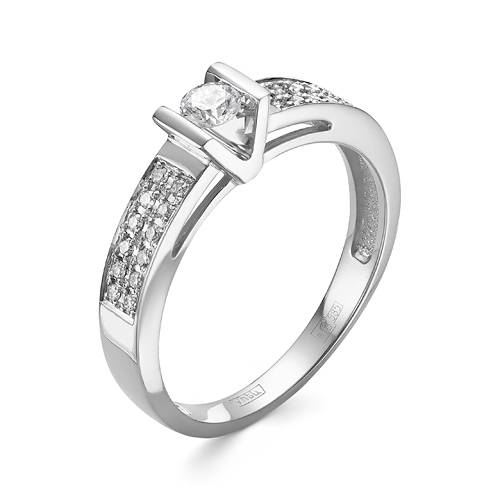 Помолвочное кольцо из белого золота с бриллиантами (043285)