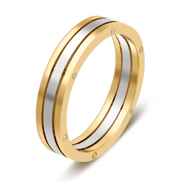 Обручальное кольцо из комбинированного золота с бриллиантами (029117)