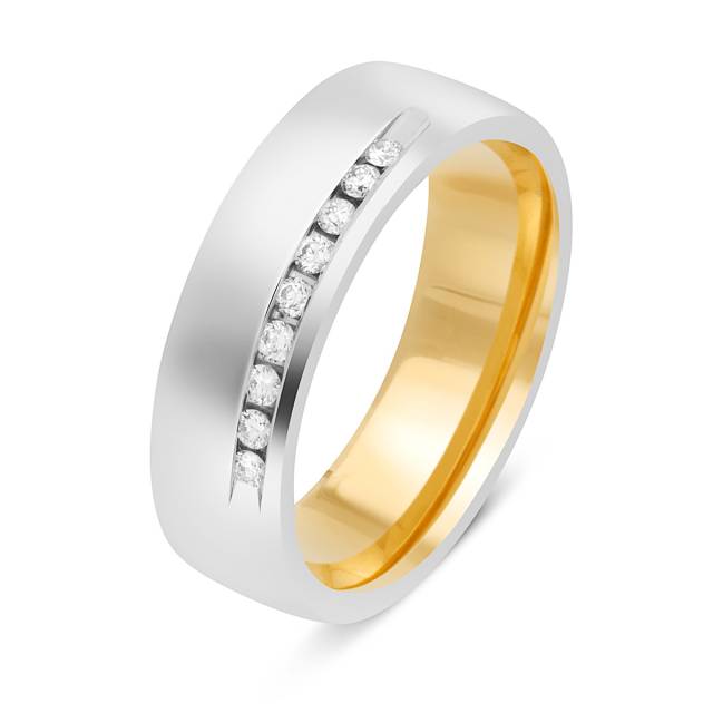 Обручальное кольцо из комбинированного золота с бриллиантами TIAMO (000066)