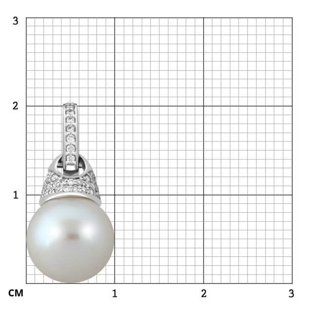 Кулон из белого золота с бриллиантами и белым жемчугом (047617)