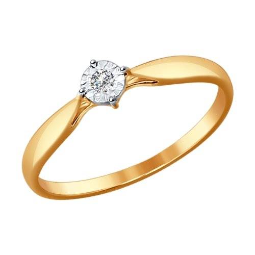Помолвочное кольцо из красного золота с бриллиантом (029544)