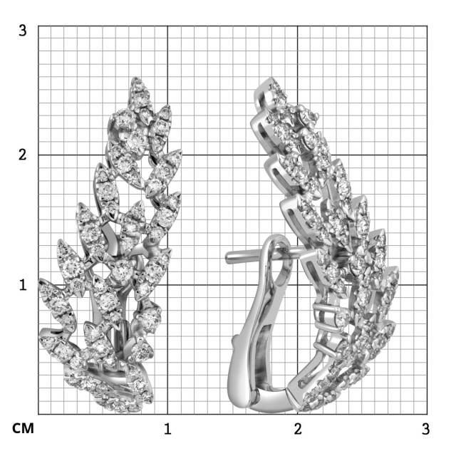 Серьги из белого золота с бриллиантами (051307)