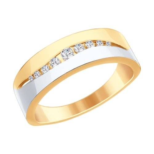 Кольцо из комбинированного золота с бриллиантами (026177)