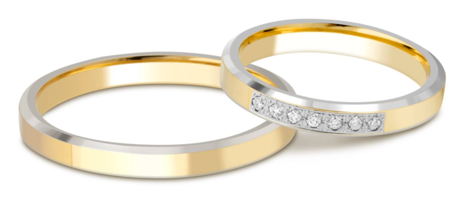 Обручальное кольцо из комбинированного золота с бриллиантами (028745)