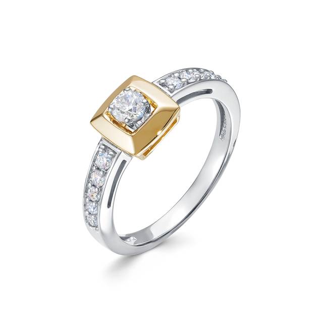 Помолвочное кольцо из комбинированного золота с бриллиантом (053062)