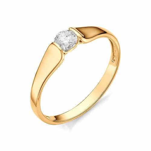 Помолвочное кольцо из красного золота с бриллиантом (042776)