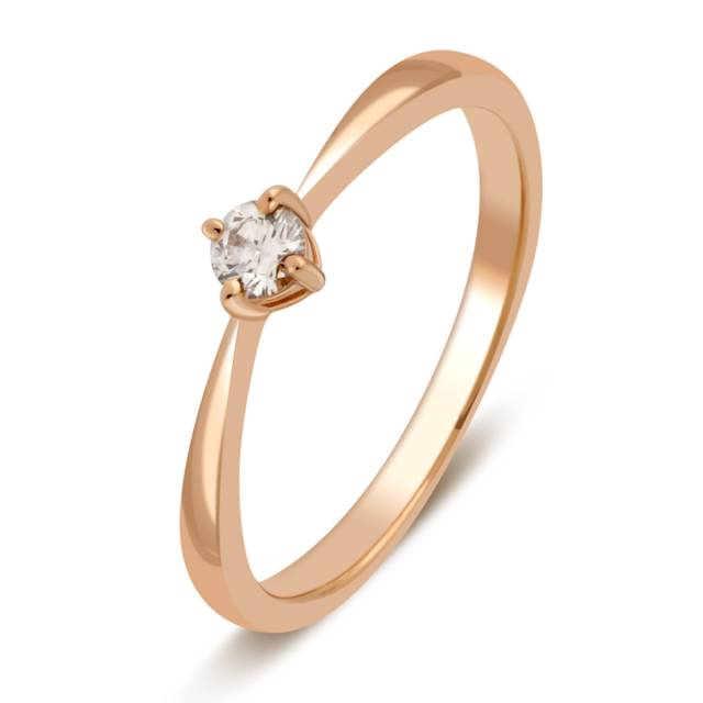 Помолвочное кольцо из красного золота с бриллиантом (029105)