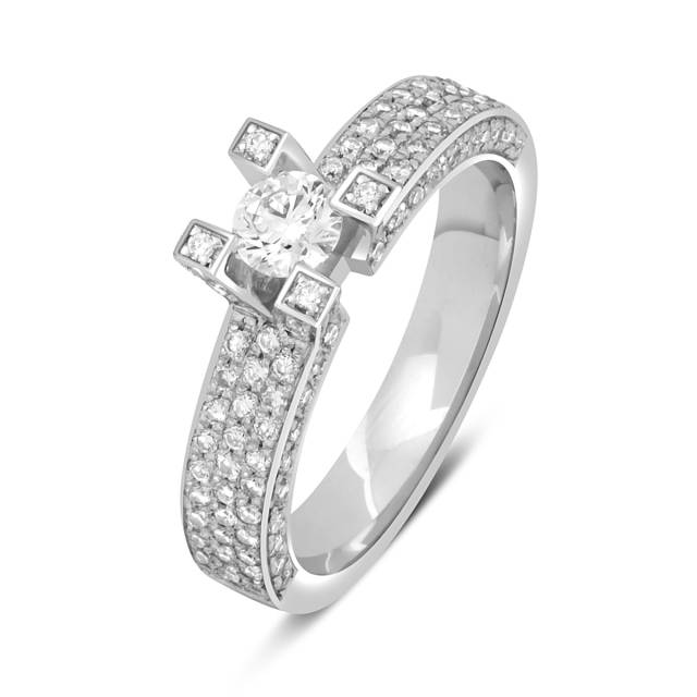 Помолвочное кольцо из белого золота с бриллиантами (044300)