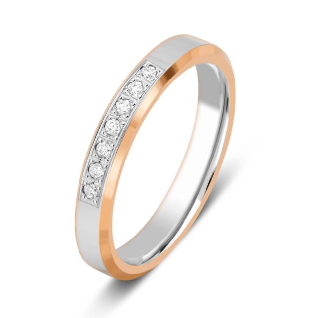 Обручальное кольцо из комбинированного  золота с бриллиантами (028750)