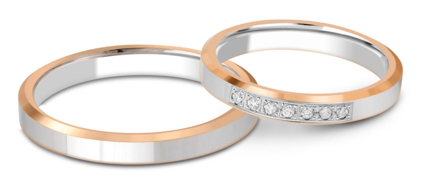 Обручальное кольцо из комбинированного  золота с бриллиантами (028750)