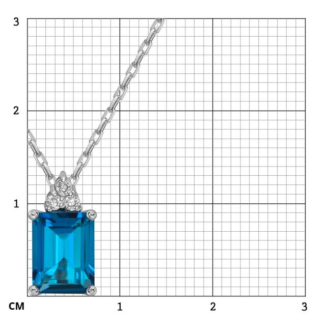Колье из белого золота с бриллиантами и лондон топазом (057508)