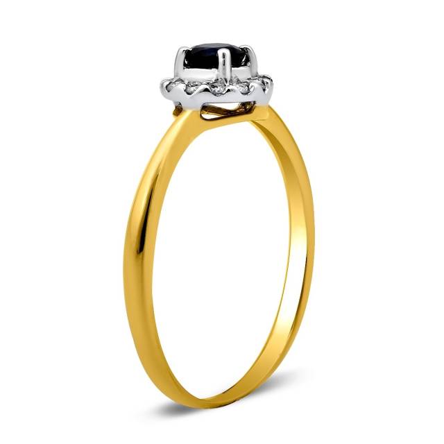 Кольцо из комбинированного золота с бриллиантами и сапфиром (020340)