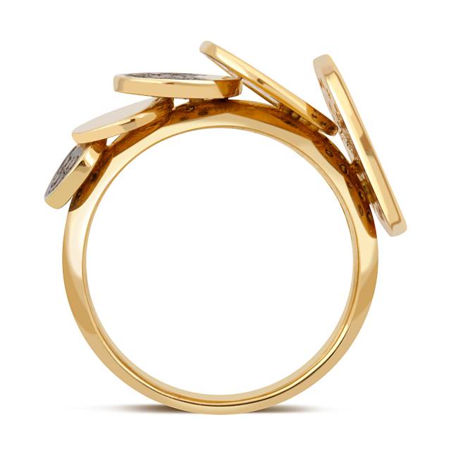Кольцо из жёлтого золота с коричневыми бриллиантами (040547)