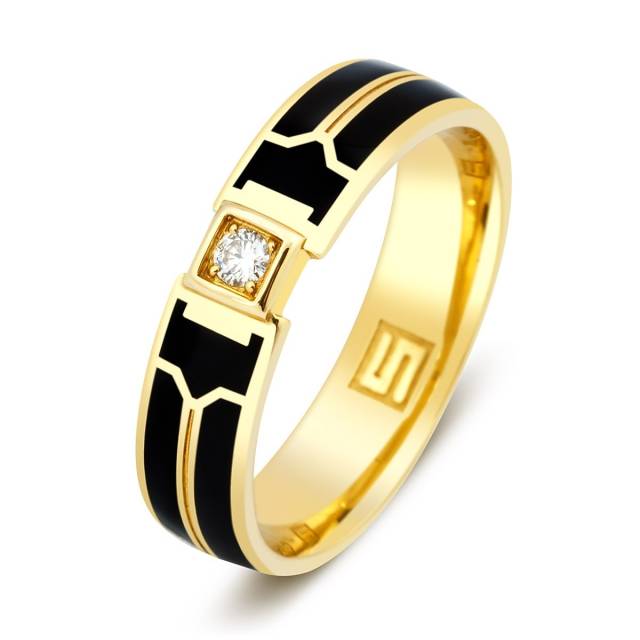 Обручальное кольцо с бриллиантом и эмалью Коринф (009912)