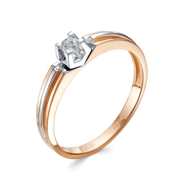 Помолвочное кольцо из комбинированного золота с бриллиантом (053065)