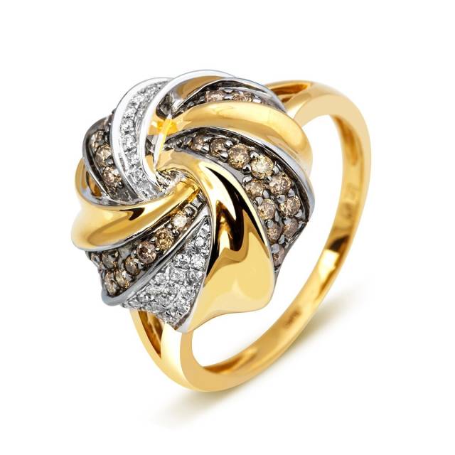 Кольцо из желтого золота с бриллиантами (012840)