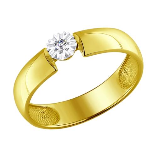 Помолвочное кольцо из жёлтого золота с бриллиантом (040356)