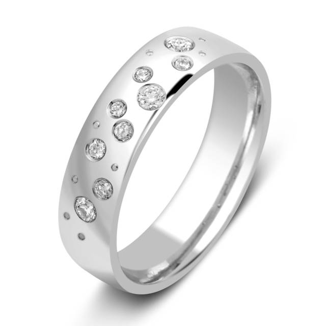 Обручальное кольцо из белого золота с бриллиантами (026001)