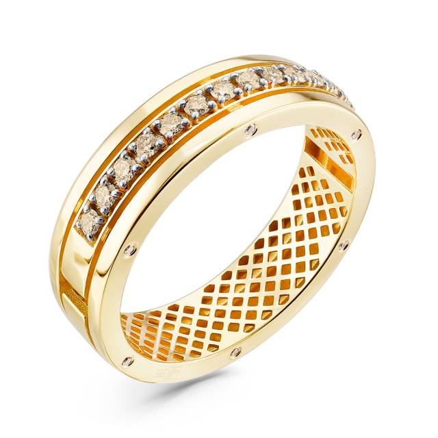 Обручальное кольцо из жёлтого золота с коньячными бриллиантом (057638)