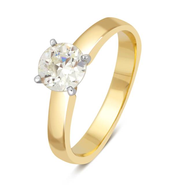 Помолвочное кольцо из комбинированного золота с бриллиантом (043189)