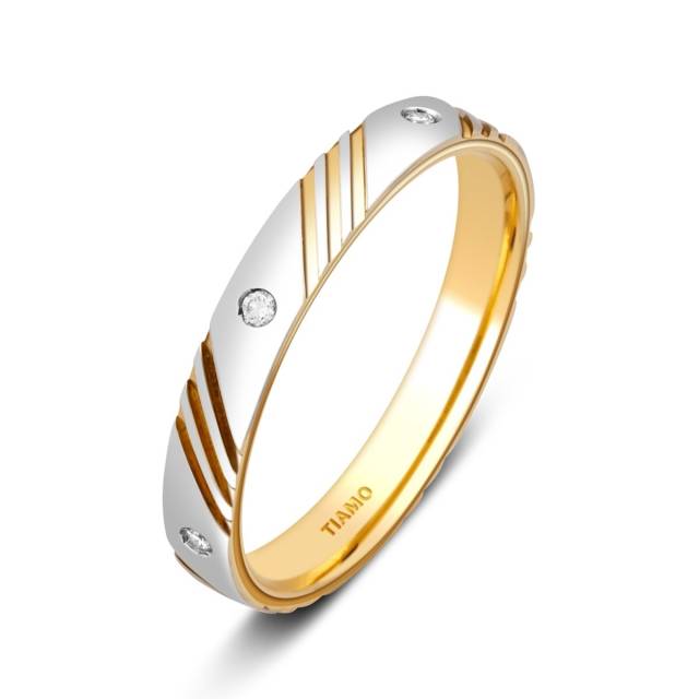 Обручальное кольцо из комбинированного золота  с бриллантами TIAMO (001302)